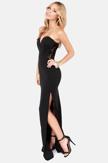 strapless maxi dress,long maxi dress,black maxi dress