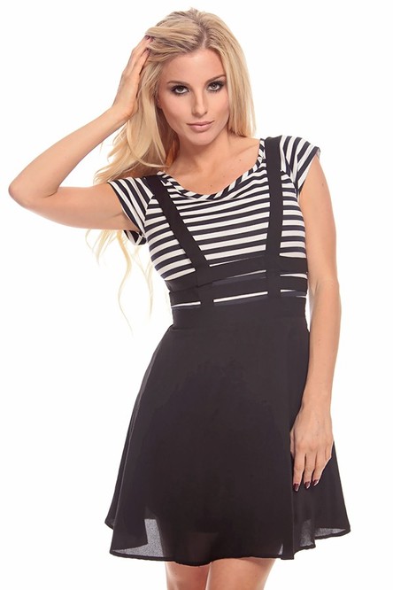 a-line dress,black a-line dress,stripe a-line dress,striped a-line dress