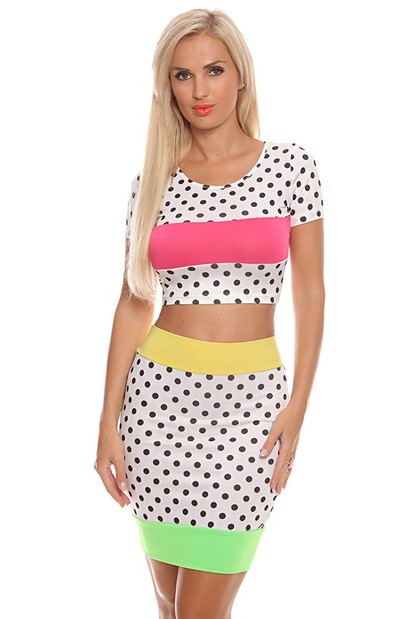 sexy dress,two piece dress set,crop top and skirt set,polka dot dress,sexy party dress,sexy dress